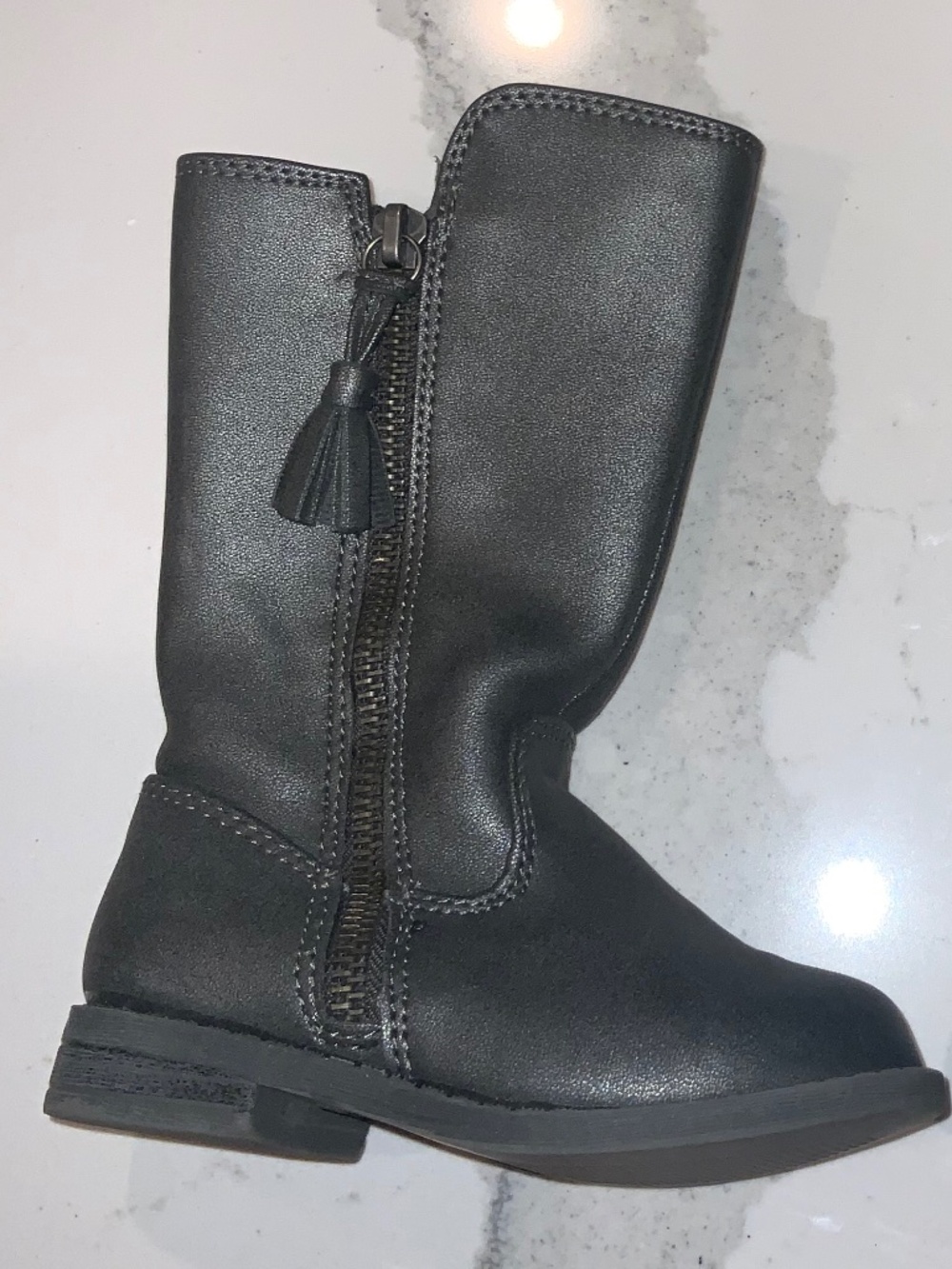 Toddler Riding Boots zippered w tassel Gray